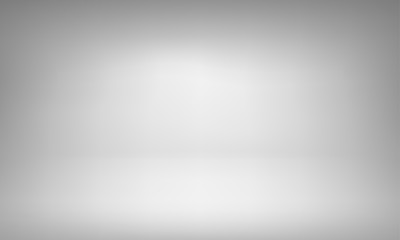 Poster - White studio background with spotlight gradient for premium, luxury product shooting. Vector white clean light room with empty floor backdrop