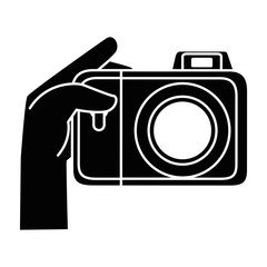 hand user with camera photographic isolated icon