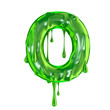Green dripping slime halloween capital letter O