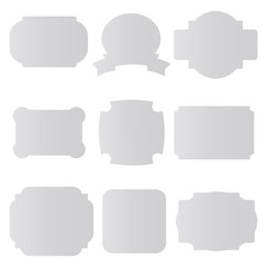 set of blank paper labels, badges isolated on white background. vector illustration