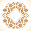 © cosveta - Arabesque vintage gold decor ornate pattern for design template vector. Eastern motif Floral Border Frame circle. Flowers oriental for save the date, greeting card, wedding invitation, leaflet, poster