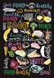 © jane55 - Hand drawn doodle food illustration. Big set Healthy food