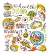 © jane55 - Hand drawn doodle food illustration. Big set Healthy food
