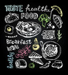© jane55 - Hand drawn doodle food illustration. Big set Healthy food