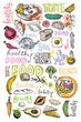 © jane55 - Hand drawn doodle food illustration. Big set Healthy food