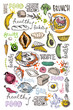 © jane55 - Hand drawn doodle food illustration. Big set Healthy food