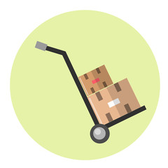 Parcel trolley icon.