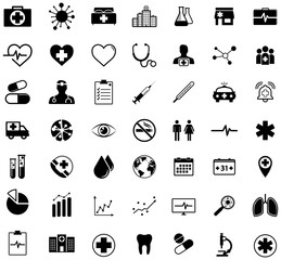 Aufkleber - Modern flat healthcare black icon vector pack