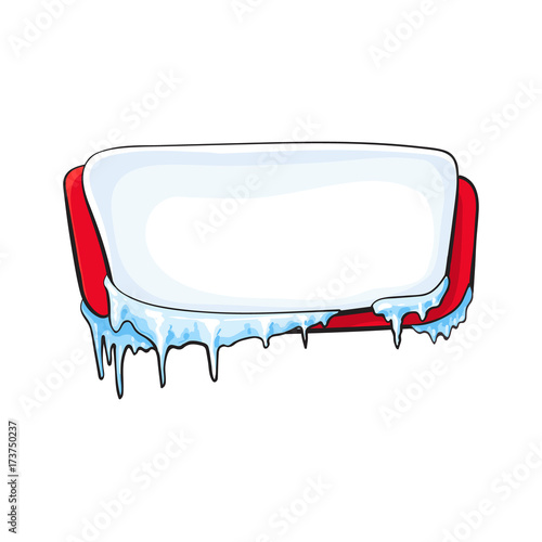Horizontal Christmas Winter Banner With Ice And Sparkling Snow