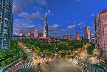 City skyline at Lotus Town Korea: September 5, 2017 seoul korea