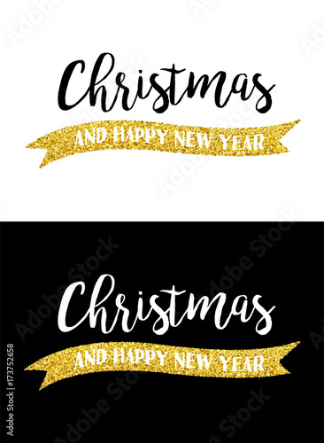 Obraz na plátně Gold glitter Merry Christmas quote greeting card