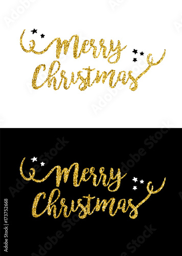 Fotografie, Obraz Merry Christmas gold glitter quote greeting card