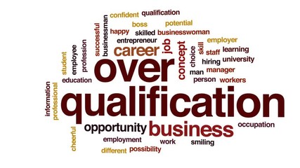 Poster - Overqualification animated word cloud, text design animation.