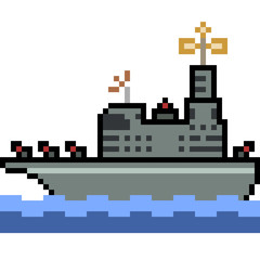 Wall Mural - vector pixel art warship