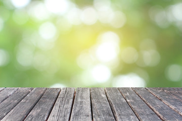 wood table green abstract blur bokeh background