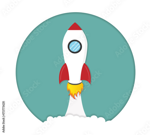 Rocket launch. Startup concept cartoon vector isolated illustration
