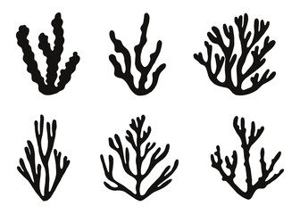 Wall Mural - algae silhouette isolated vector icons