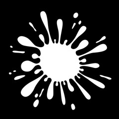 Sticker - White Splash on Black Background. Milk Splatter. Vector Abstract Background.