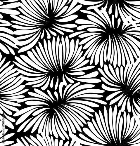 Dekoracja na wymiar  streszczenie-czarno-biale-tlo-kwiatowy-wzor-z-ozdobnymi-chryzantemami