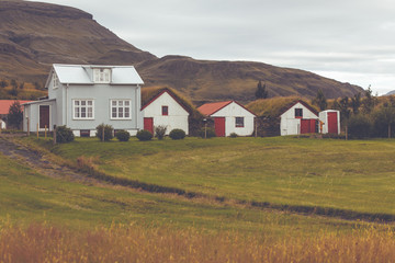 Poster - White Siding Icelandic Houses