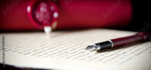 Fotomural Law background theme. Fountain pen and handmade paper