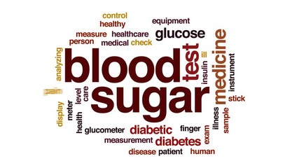 Sticker - Blood sugar animated word cloud, text design animation.