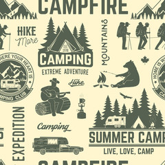 Wall Mural - summer camp seamless pattern or background.