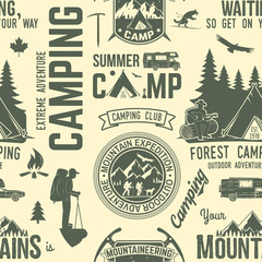 Wall Mural - summer camp seamless pattern or background.