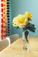 Yellow Rose In A Flower Vase With Water