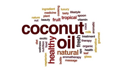 Sticker - Coconut oil animated word cloud, text design animation.