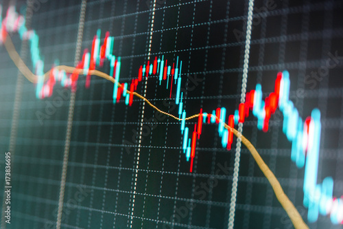Stock Analyzing Price Chart Bars Stock Exchange Graph Data On - 