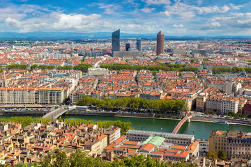 Panoramic view of Lyon, France