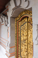 Wall Mural - Balinese Carved House Interior, Golden door