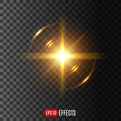 Wall Mural - Light flash with lens flare effect vector icon