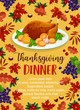 Thanksgiving day vector dinner invitation poster