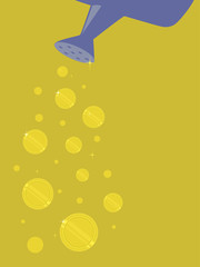 Wall Mural - Water Can Shower Coins Illustration