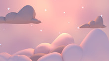 Beautiful Cartoon Pastel Night Sky. 3d Rendering Picture.
