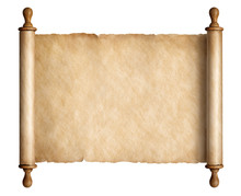 Old Scroll Parchment With Wooden Handles Isolated 3d Illustration