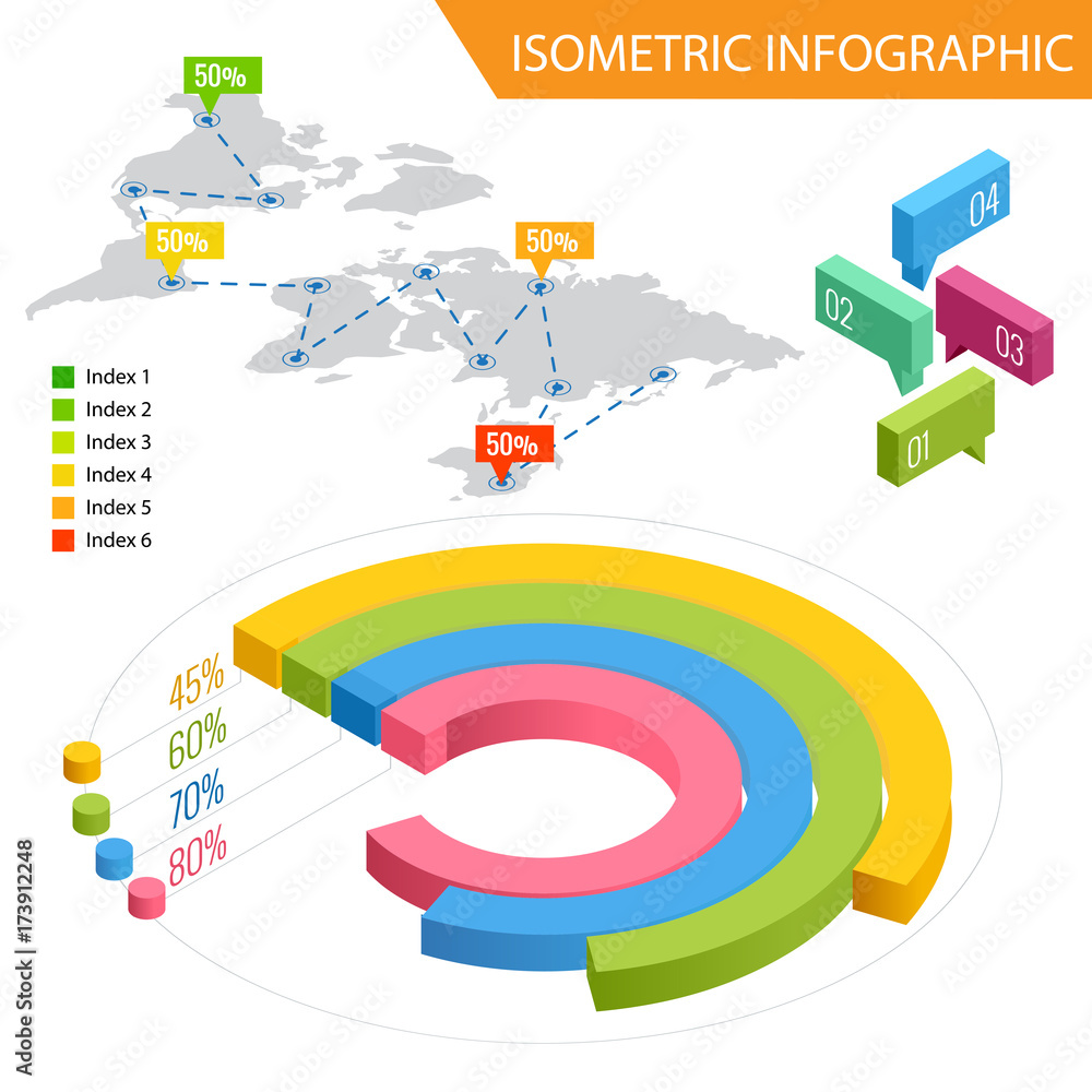 Flat 3d isometric infographic for your business presentations. Big set ...