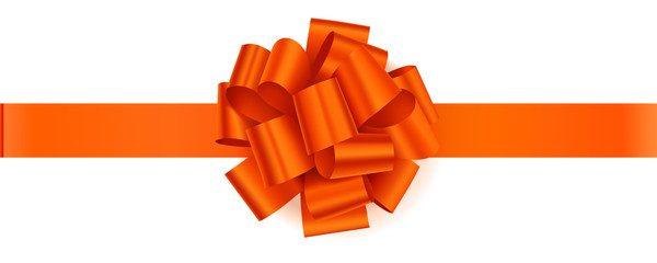 Wall Mural - vector orange bow with orange horizontal ribbon isolated on white background.