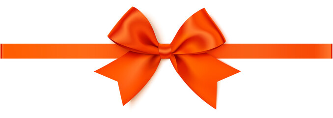 Wall Mural - vector orange bow with orange horizontal ribbon isolated on white background.