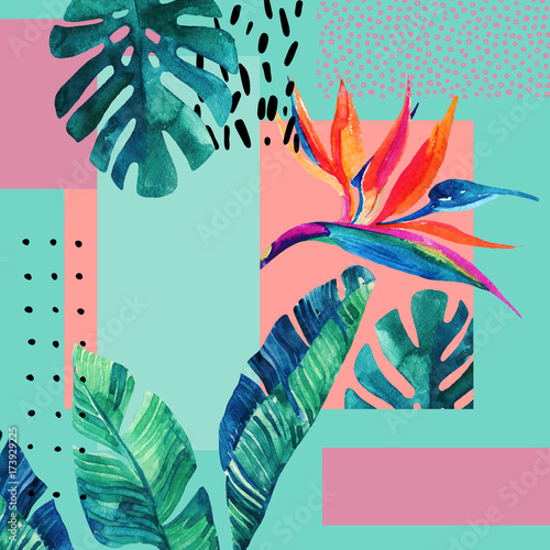 Plakat na zamówienie Tropikalny kolorowy abstrakcyjny wzór