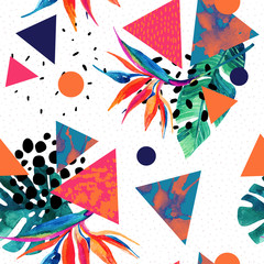 Wall Mural - Abstract tropical summer design in minimal style.