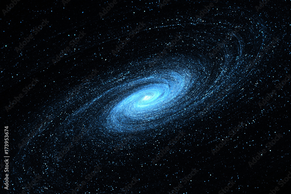 Space background with spiral galaxy and stars - obrazy, fototapety, plakaty 