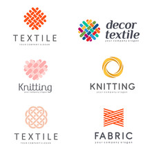 Set Of Vector Logo Design For Shop Knitting, Textile