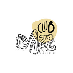 Wall Mural - Jazz club logo, vintage music label, element for flyer, card, leaflet or banner, hand drawn