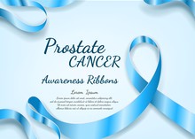 Prostate Cancer Blue Ribbon Awareness. Minimal Abstract Vector Illustration. The Light Blue Awareness Ribbons Of Prostate Cancer