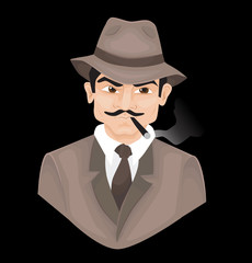 Wall Mural - Gangster, detective vector illustration.