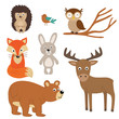 set of isolated forest animals - vector illustration, eps