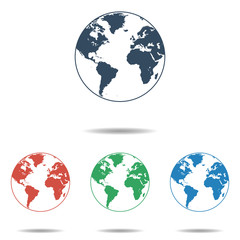 Wall Mural - world icon set - simple flat design of globe isolated on white background, vector